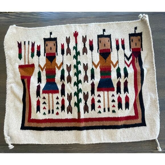 Vintage Tan Yei Navajo Style Rug Wall Hanging - Picture 13 of 16